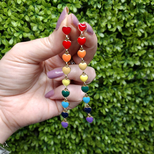 Aretes Corazones Multicolor