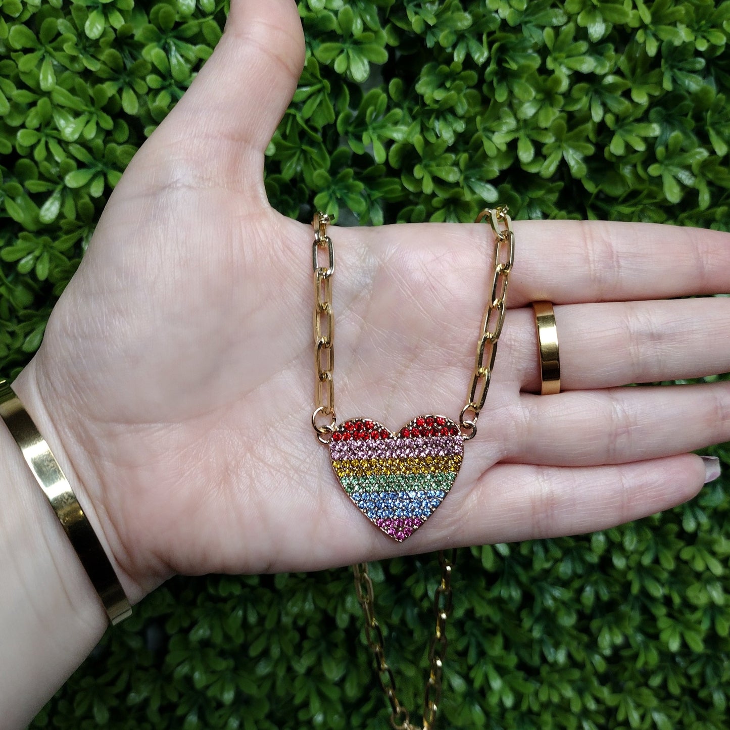 Collar De Corazon De Arcoiris