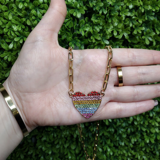 Collar De Corazon De Arcoiris