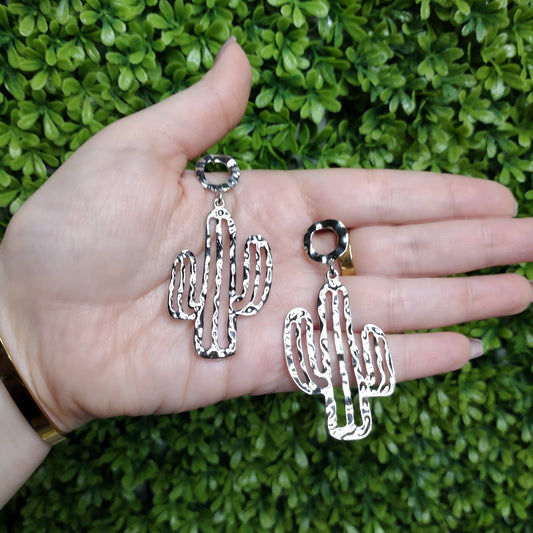 Aretes De Cactus Plateados