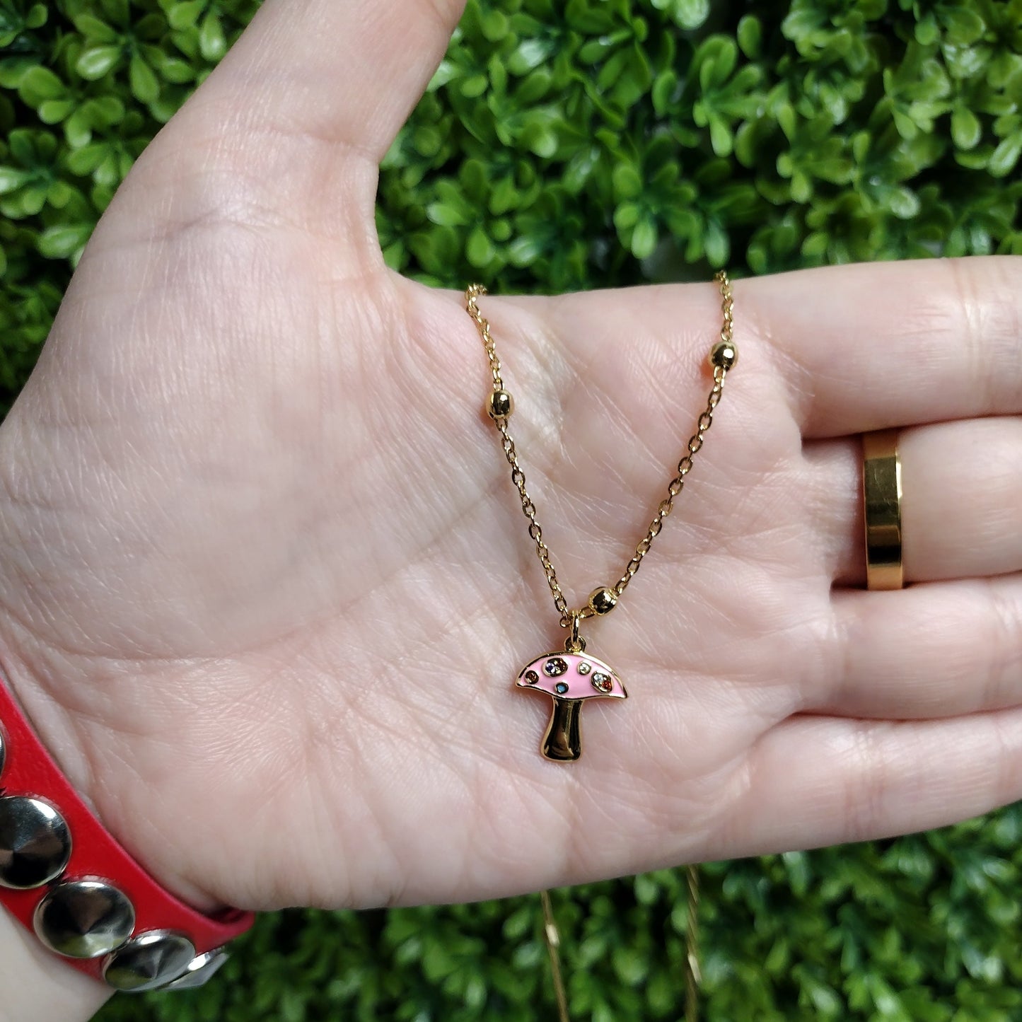 Collar De Hongo Magico Rosa