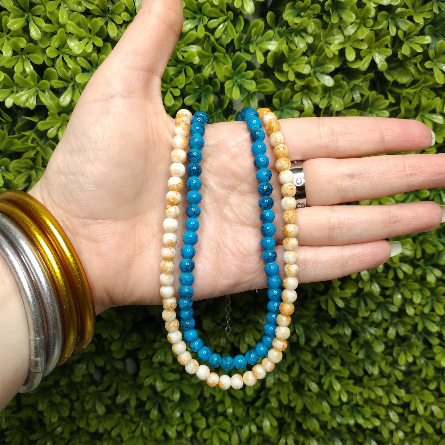 Collares Azul Y Beige