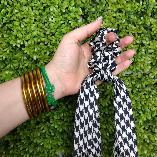 Scrunchie Para El Cabello Pied De Poule Negro