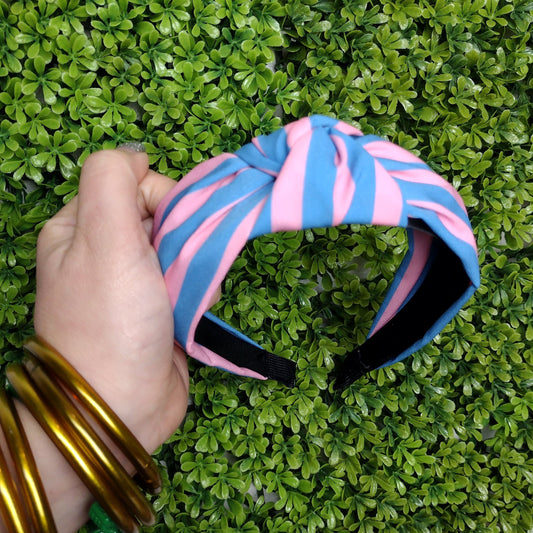 Diadema De Rayas Azul Y Rosa