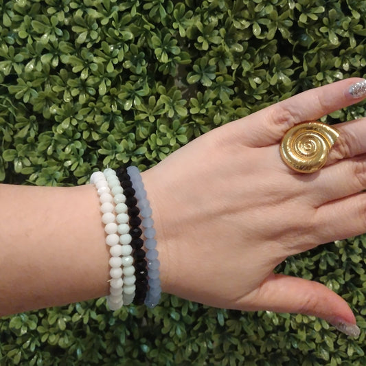 Pulsera LOLIS Lilas, Blanca y Negra