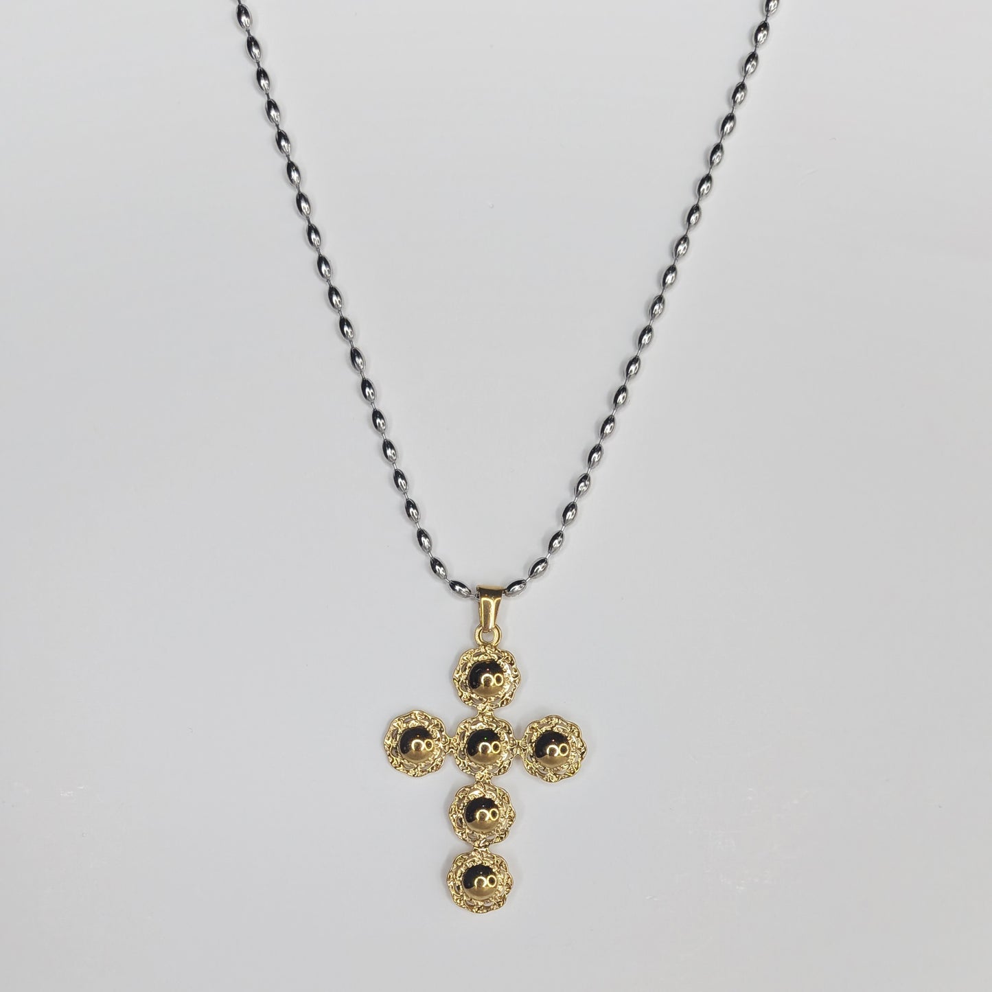 Crucita Two Tone Stainless Steel Cross Necklace (Collar)
