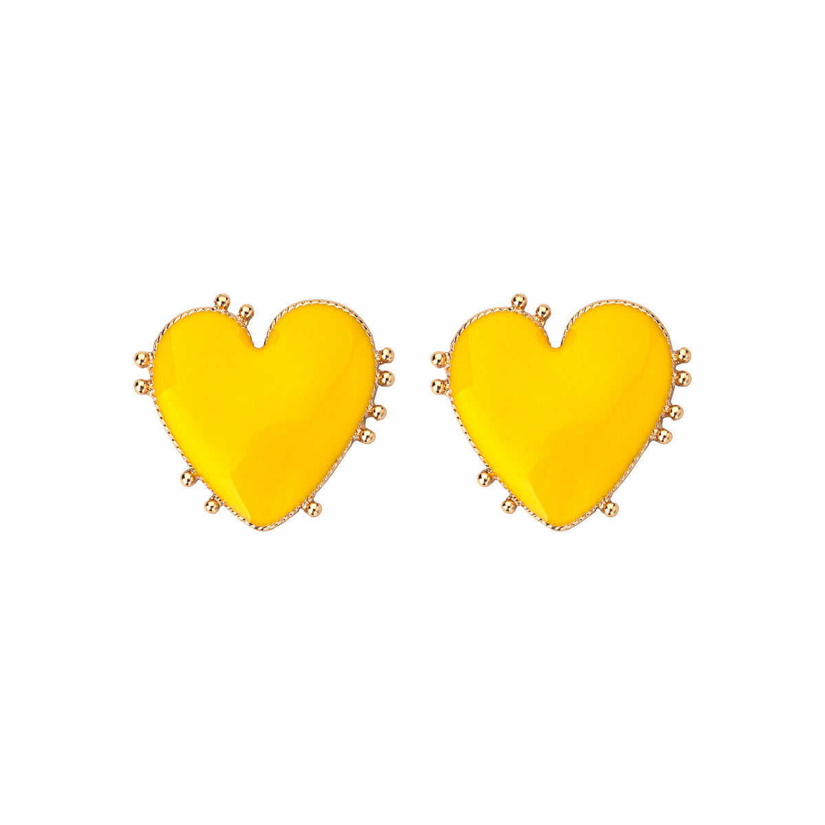 Aretes De Corazon Amarillo