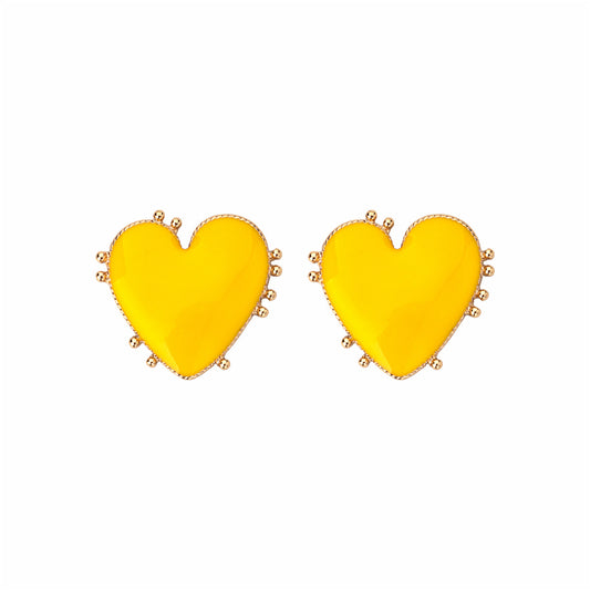 Aretes De Corazon Amarillo
