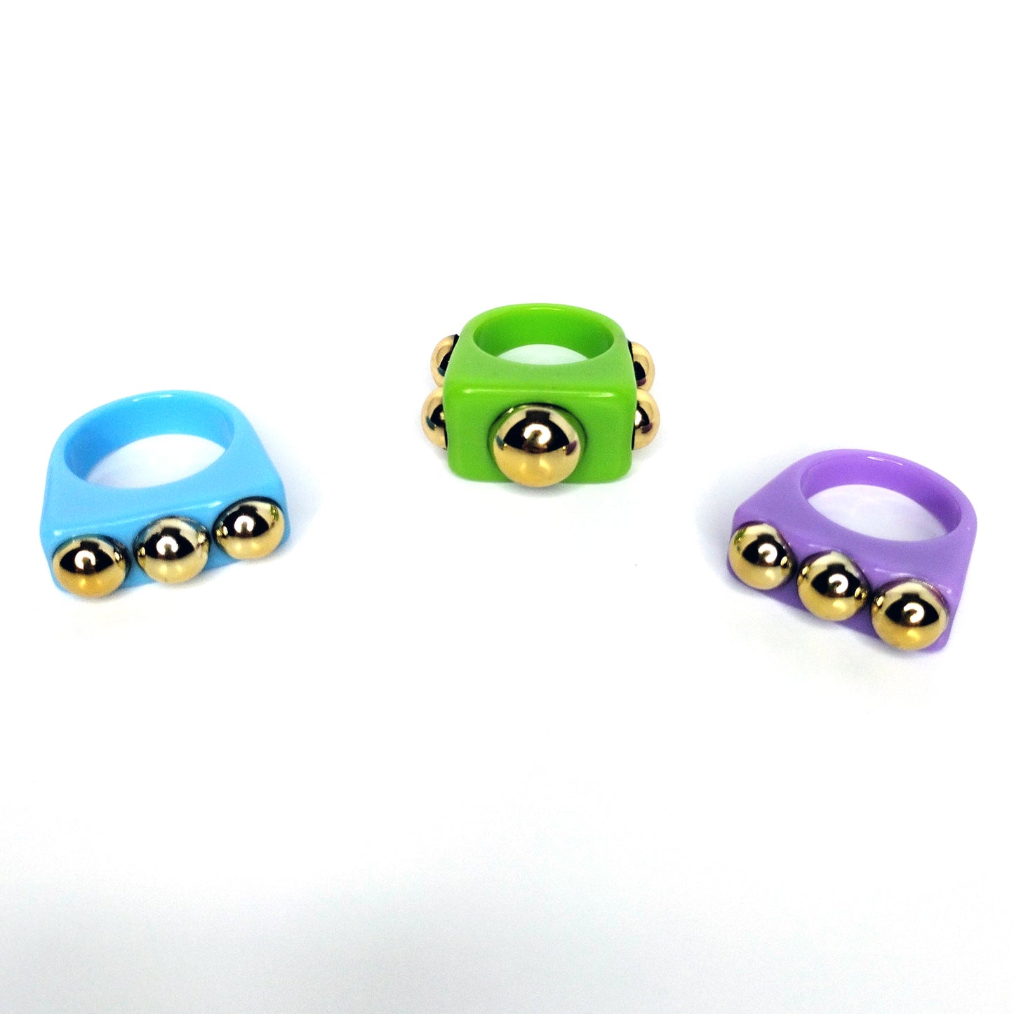 Set de 3 Anillos De Acrilico Rojo, Verde y Negro