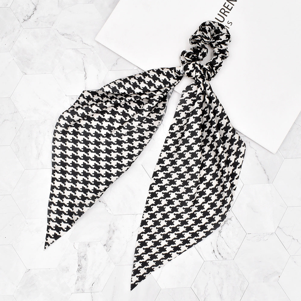 Scrunchie Para El Cabello Pied De Poule Negro