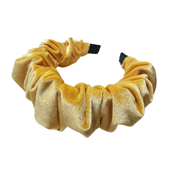 Diadema Corrugada De Terciopelo Amarilla
