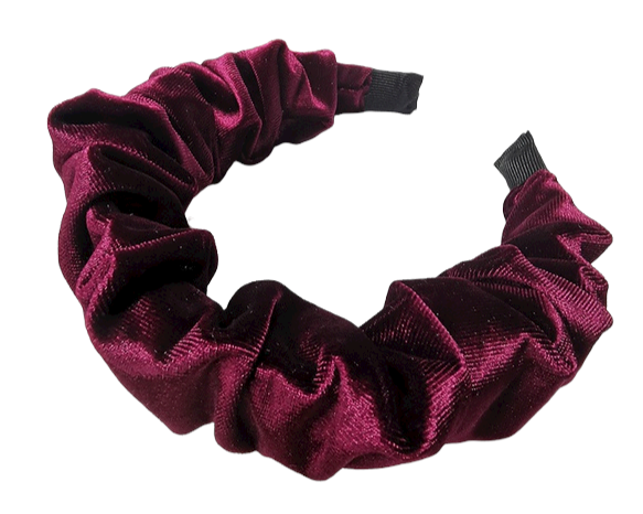 Diadema Corrugada De Terciopelo Vino