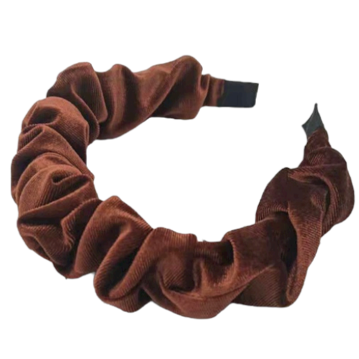 Diadema Corrugada De Terciopelo Cafe