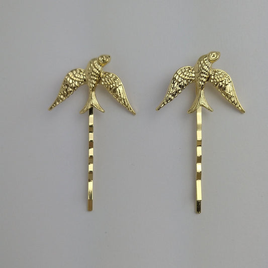 Broche De Cabello De Golondrinas Doradas