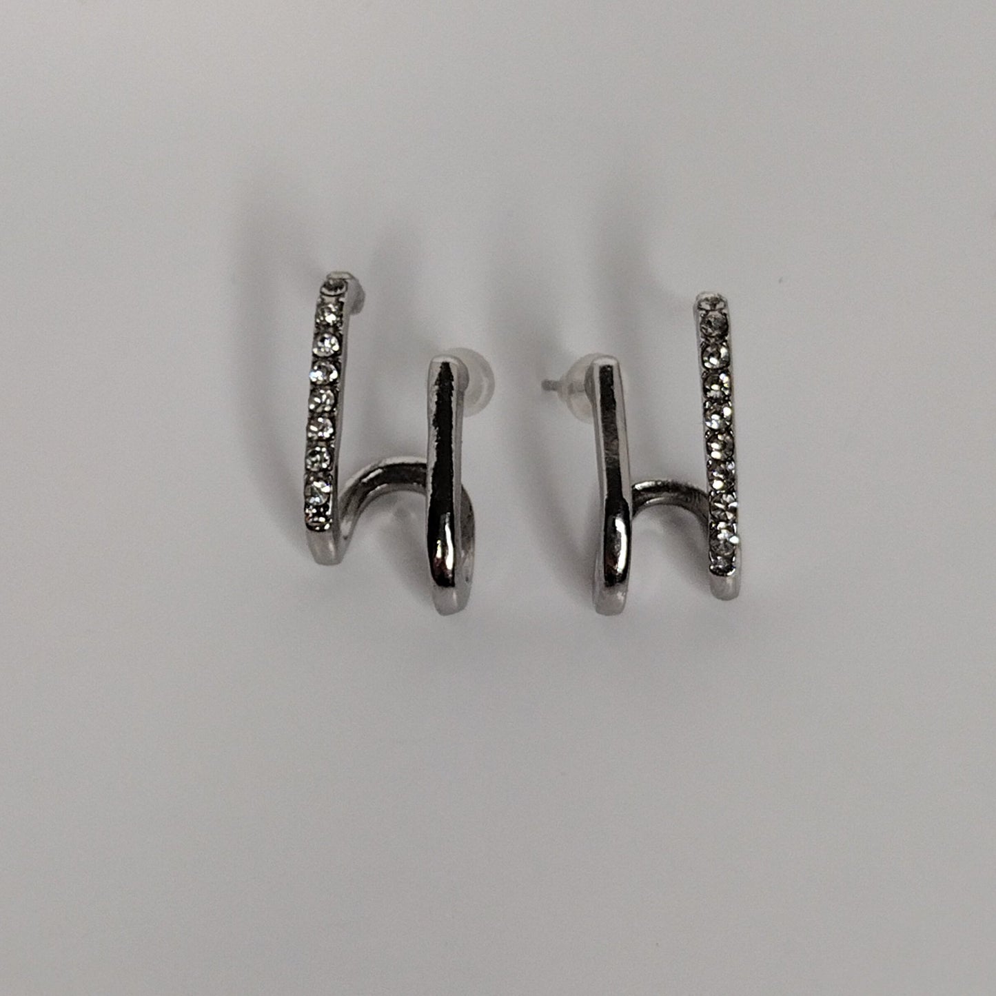 Aretes Medio Falsillos Plateados