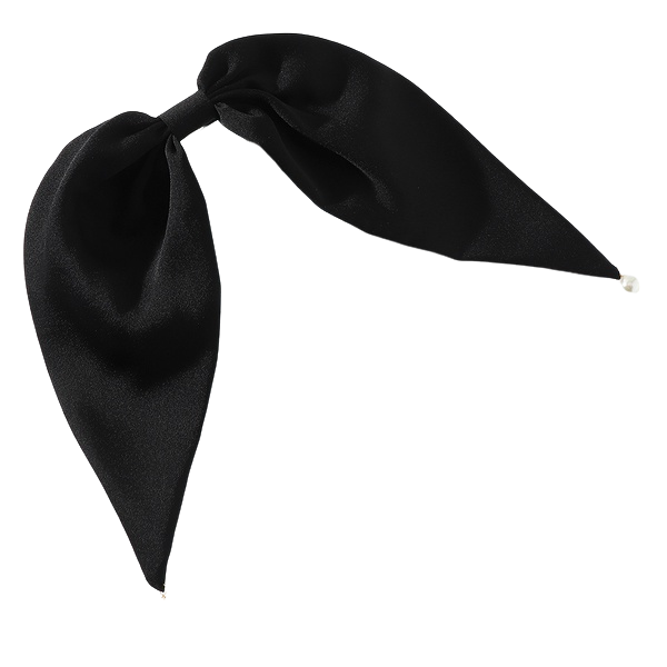 Broche Para El Cabello Con Moño Negro y Perlas