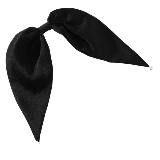 Broche Para El Cabello Con Moño Negro y Perlas