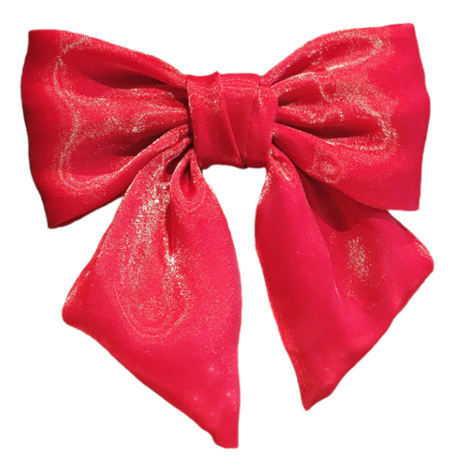 Broche Con Moño Rojo Satinado Brilloso