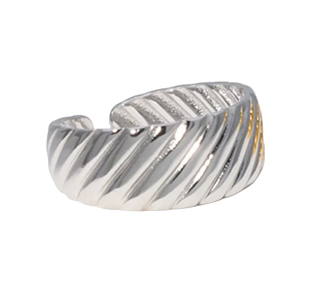 Anillo Plateado Con Onditas