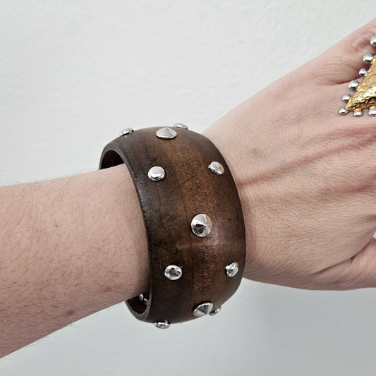 Amaru Bracelet (Pulsera) Wood + Metal Studs