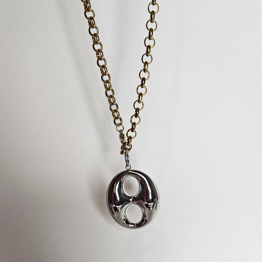 Musme Necklace Gold Chain Silver Pendant (Collar)