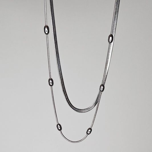 Albita Silver Stainless Steel Layered Necklace (Collar)