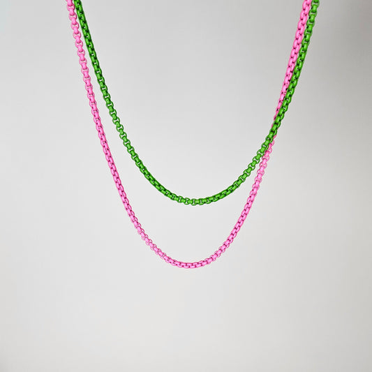 Collar Doble Rosa Y Verde