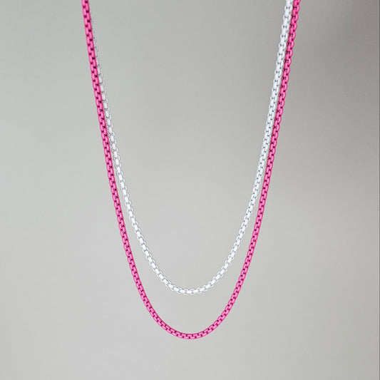 Collar Doble Rosa Y Blanco