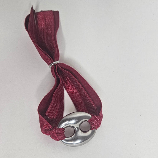 Regis Silver with Dark Red Bracelet (Pulsera) (Stainless Steel)