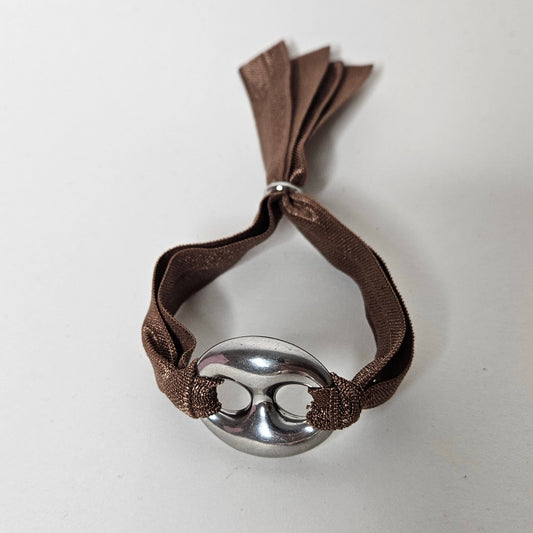 Regis Silver with Brown Bracelet (Pulsera) (Stainless Steel)