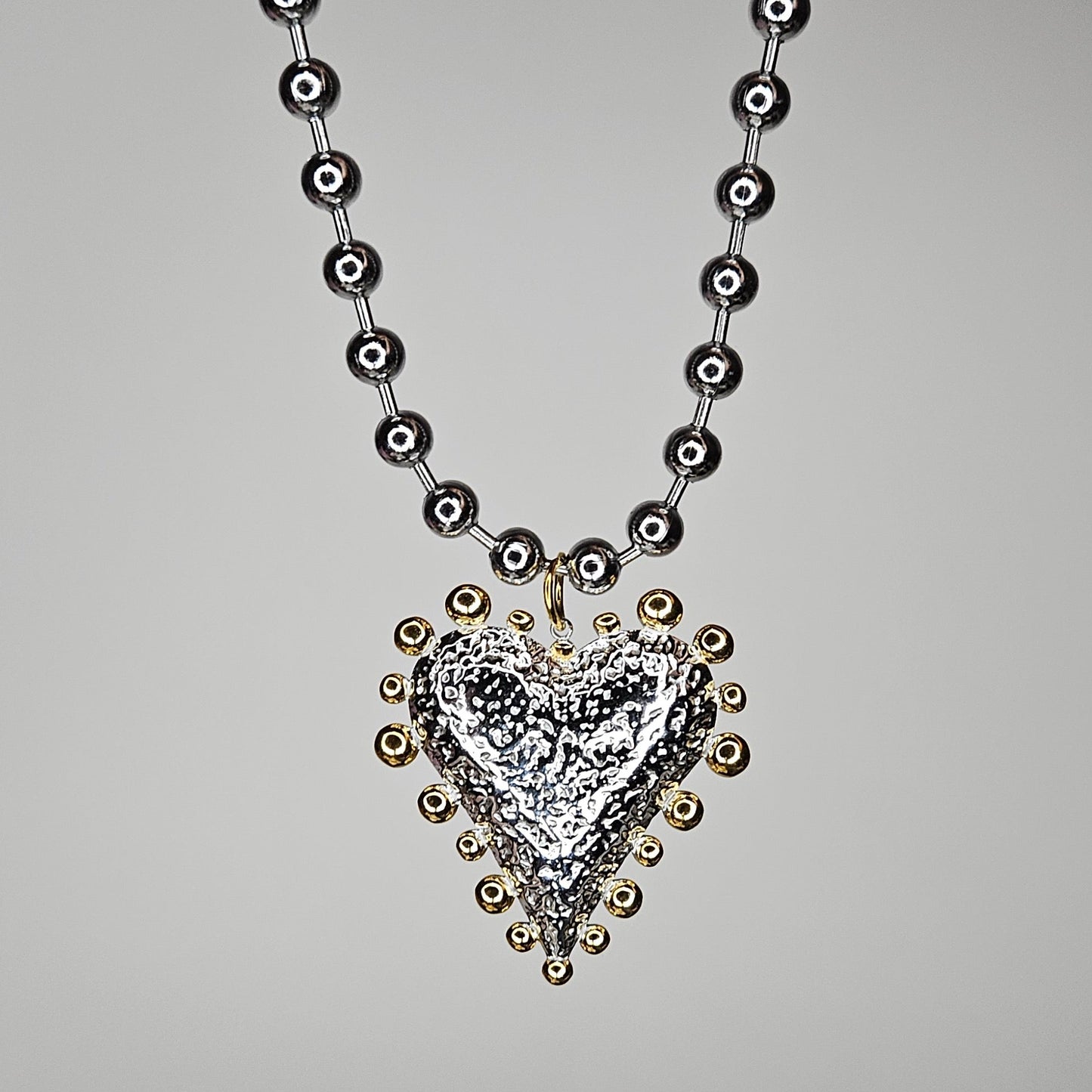 Mirsa Silver Gold Stainless Steel Heart Necklace (Collar)