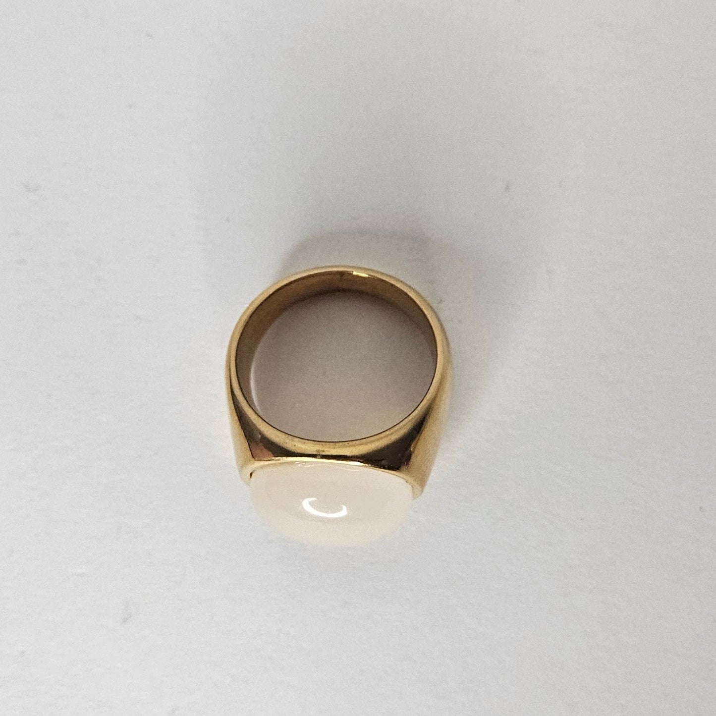 Gardenia Beige Stainless Steel Ring (Anillo)