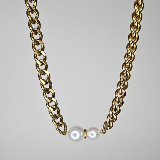 Marifer Gold Stainless Steel Pearl Necklace (Collar)