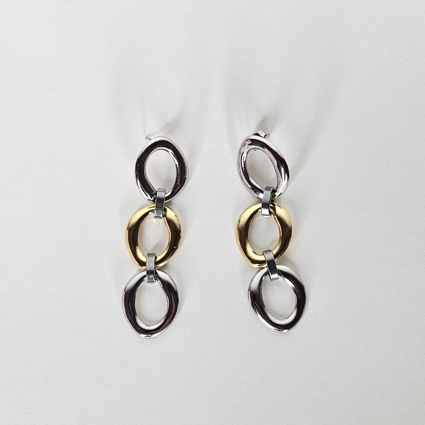 Oriana Two-Tone Stainless Steel Earrings (Aretes)
