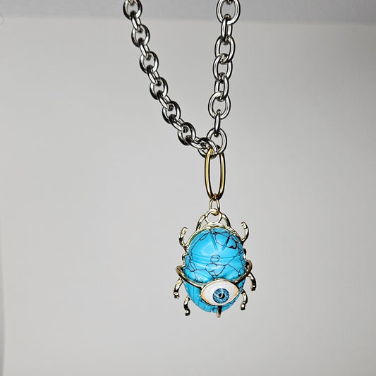 Soly Blue Two-Tone Stainless Steel Necklace (Collar)