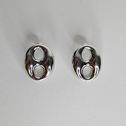 Musme Silver Stainless Steel Stud Earrings (Aretes)