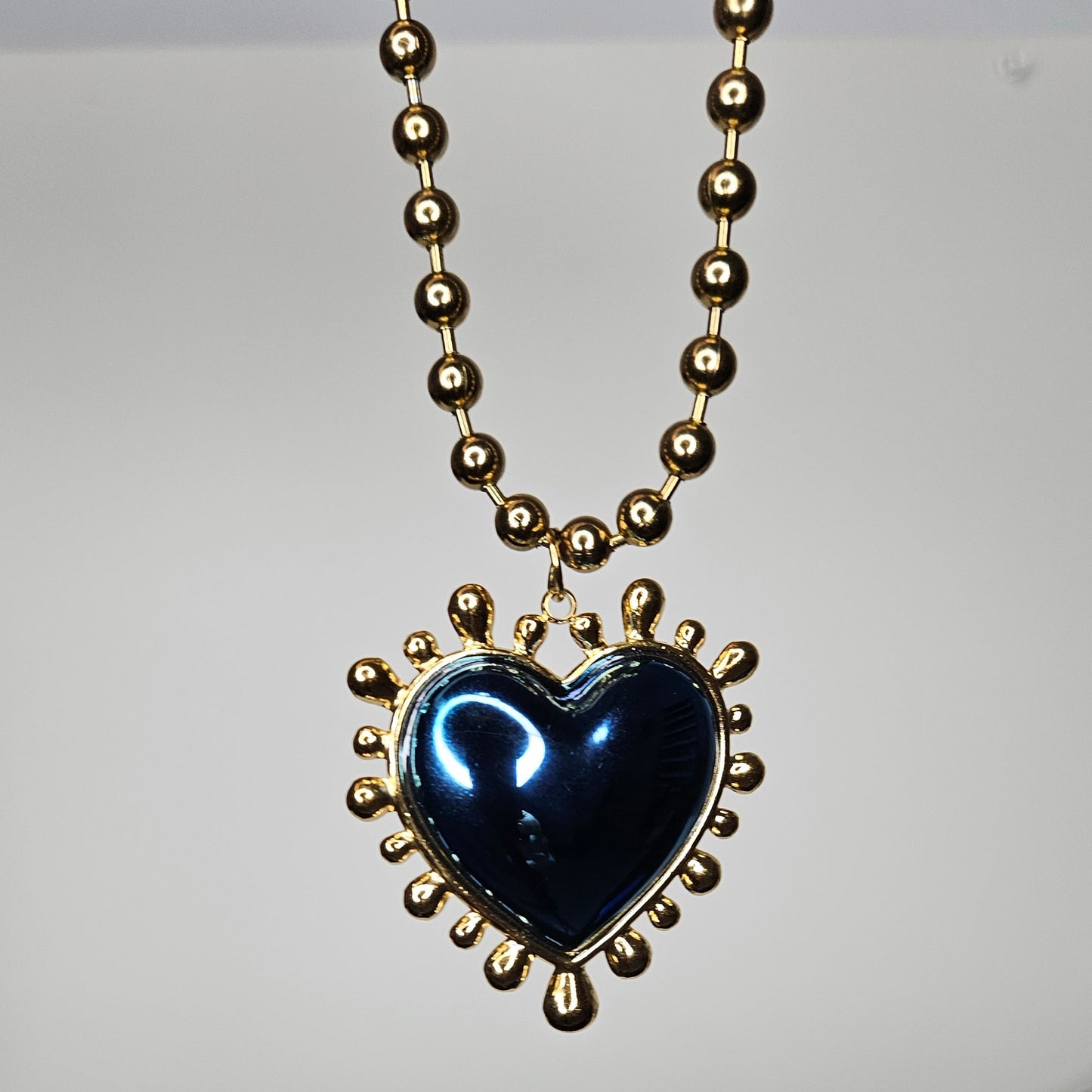 Martita Blue Stainless Steel Beaded Necklace (Collar)
