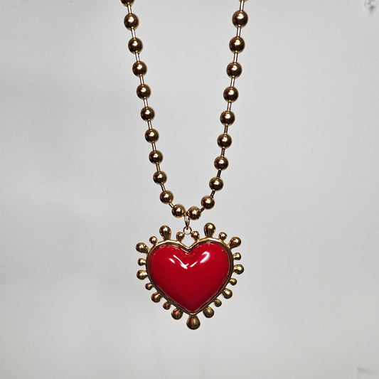 Martita Red Stainless Steel Necklace (Collar)