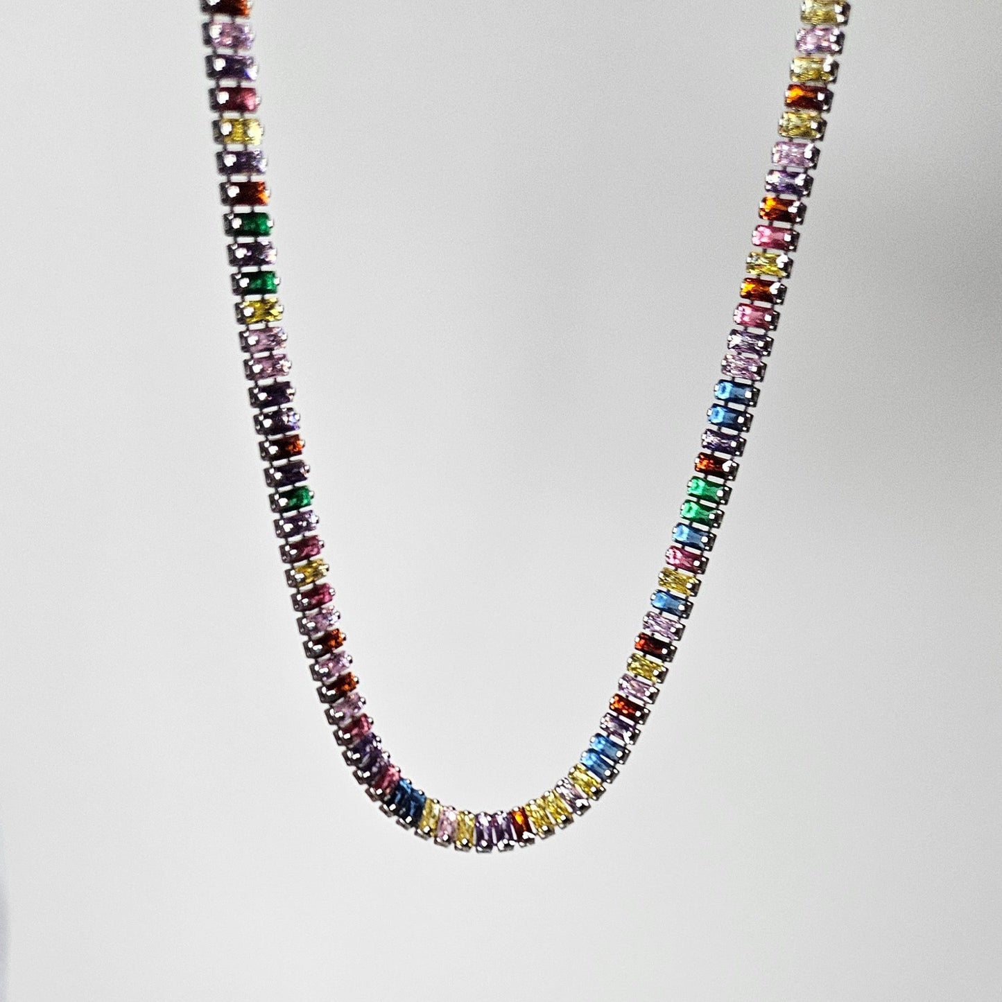 Collar De Piedritas Plateado