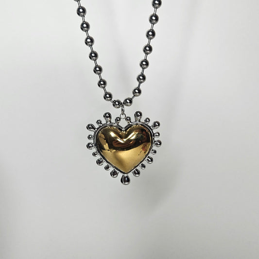 Martita Silver Stainless Steel Heart Necklace (Collar)