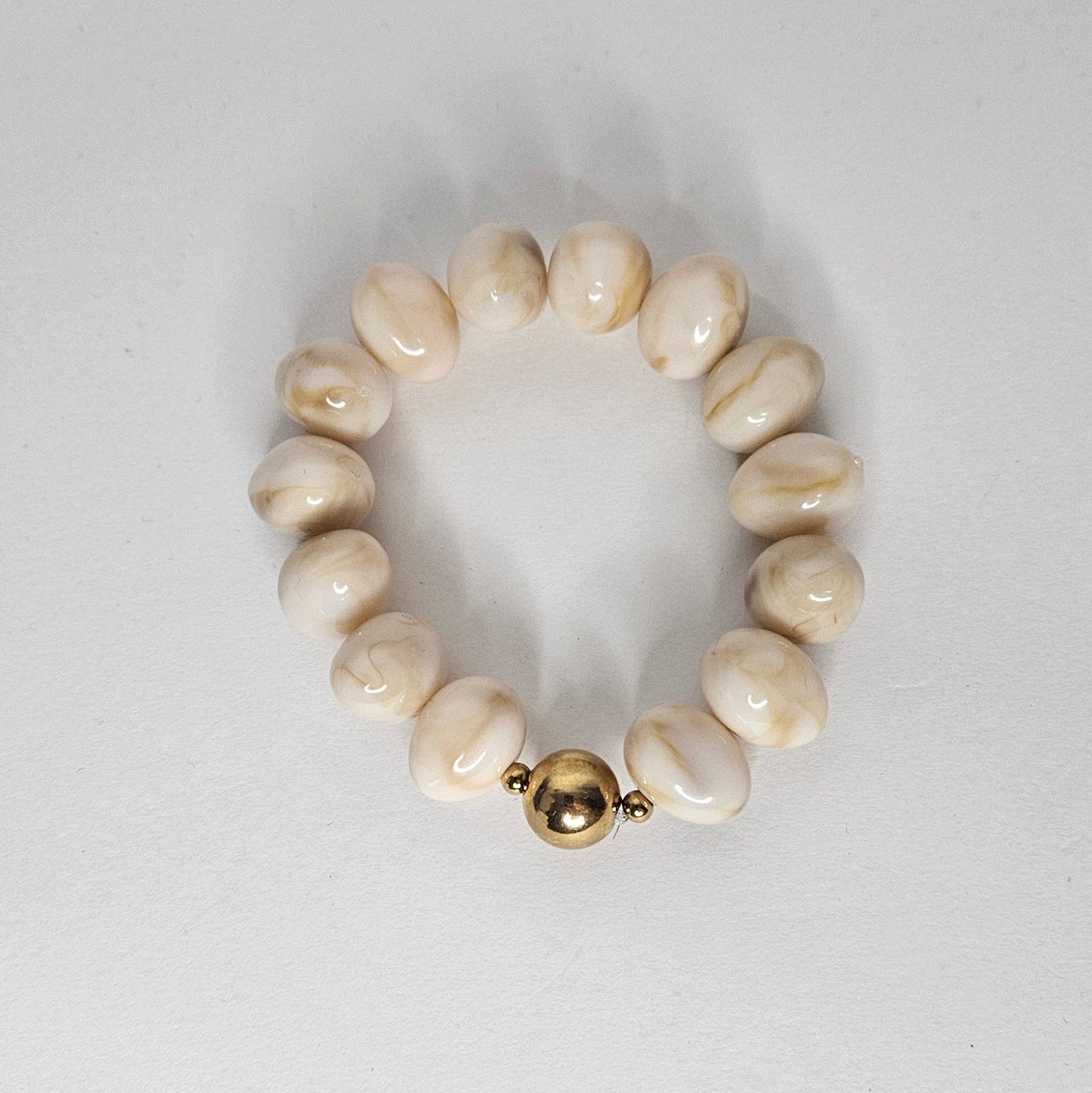 Romi Beige Acrylic and Stainless Steel Bracelet (Pulsera)