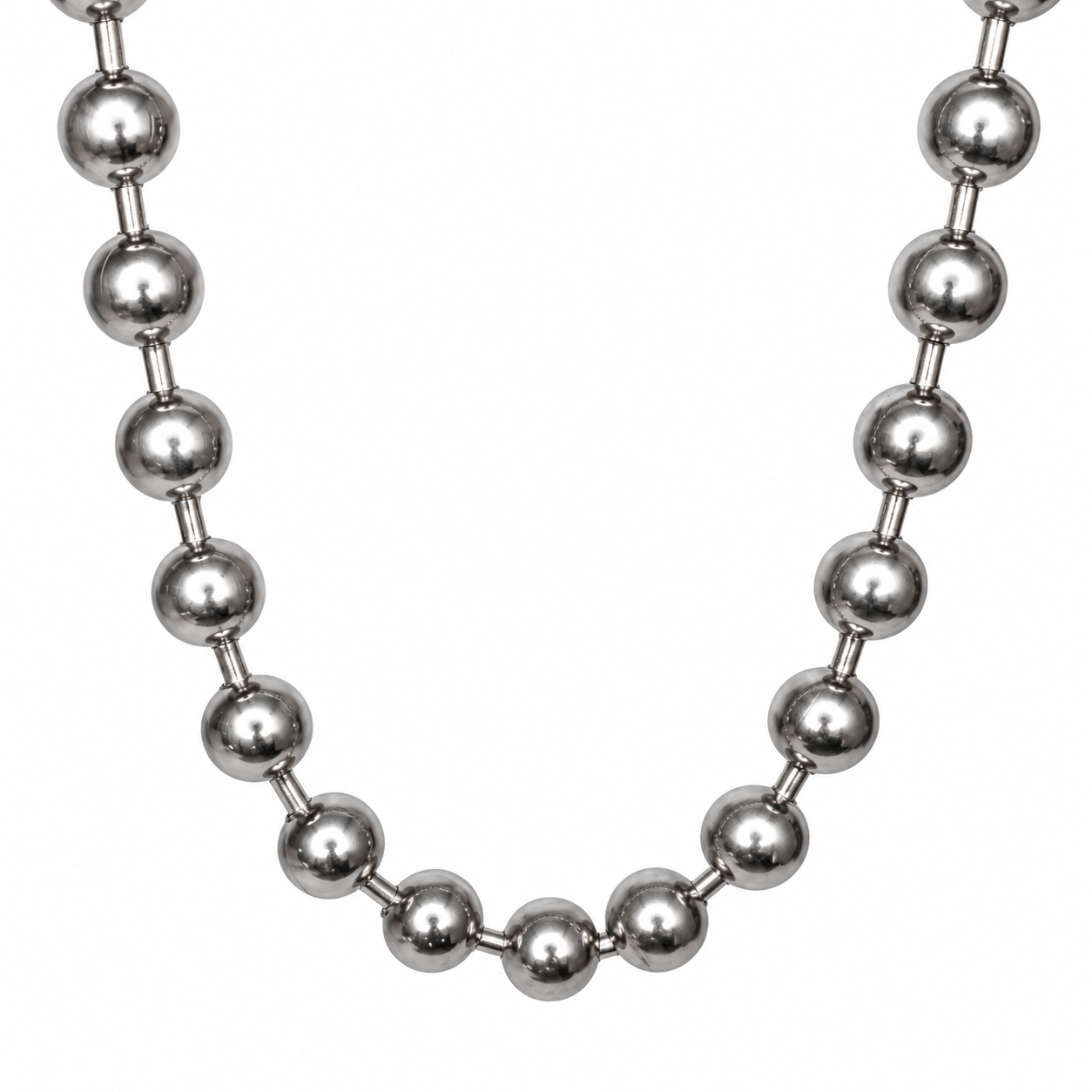 Santa Lucia Silver Stainless Steel Ball Chain Necklace (Collar)
