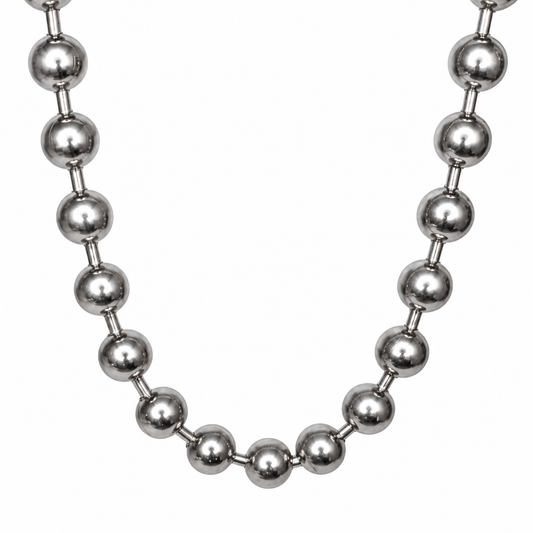 Santa Lucia Silver Stainless Steel Ball Chain Necklace (Collar)