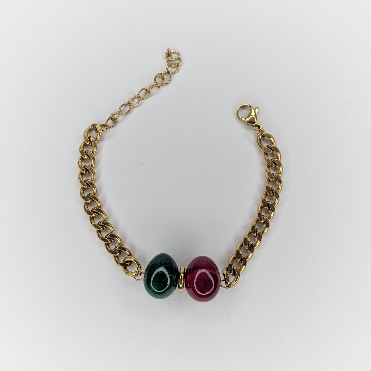 Felipa Red Green Stainless Steel & Acrylic Bracelet (Pulsera)