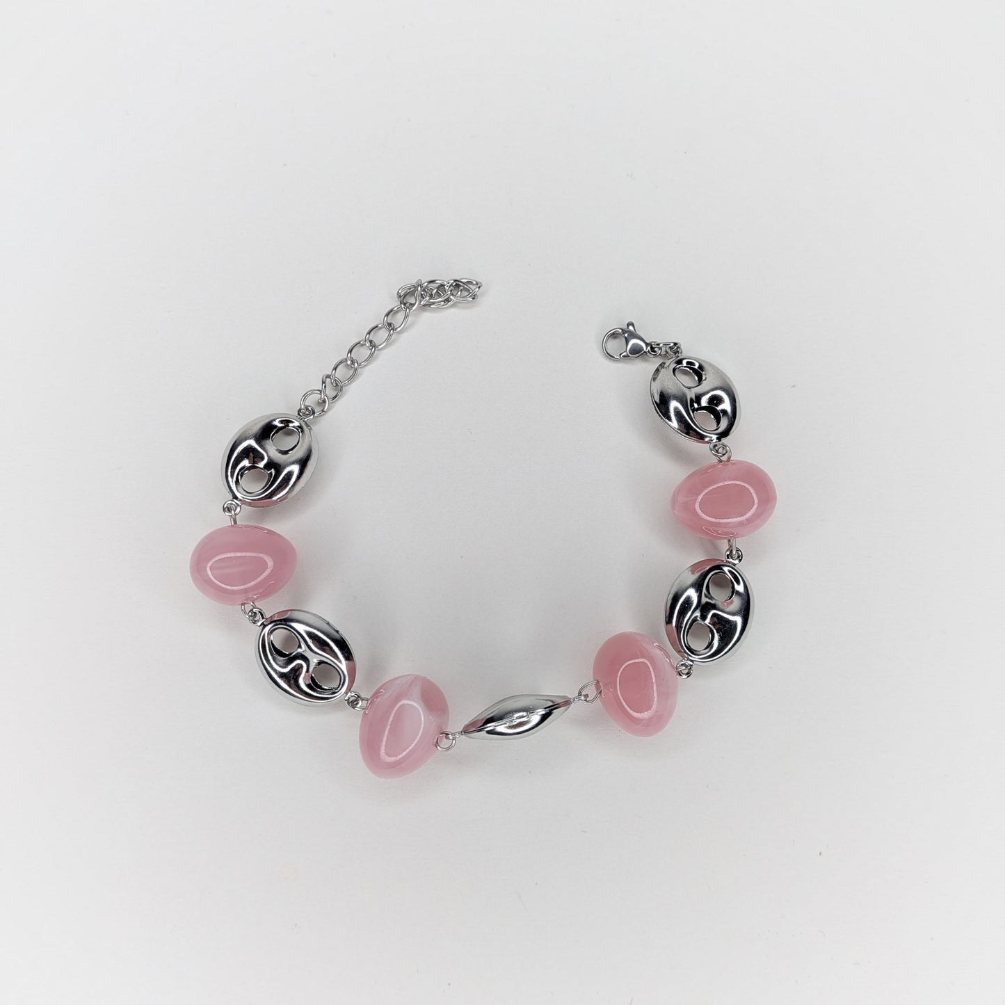 Adriana Pink Acrylic and Stainless Steel Bracelet (Pulsera)