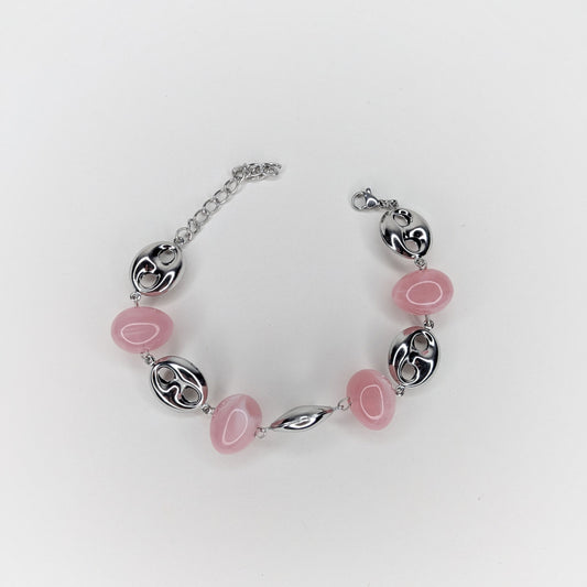 Adriana Pink Acrylic and Stainless Steel Bracelet (Pulsera)