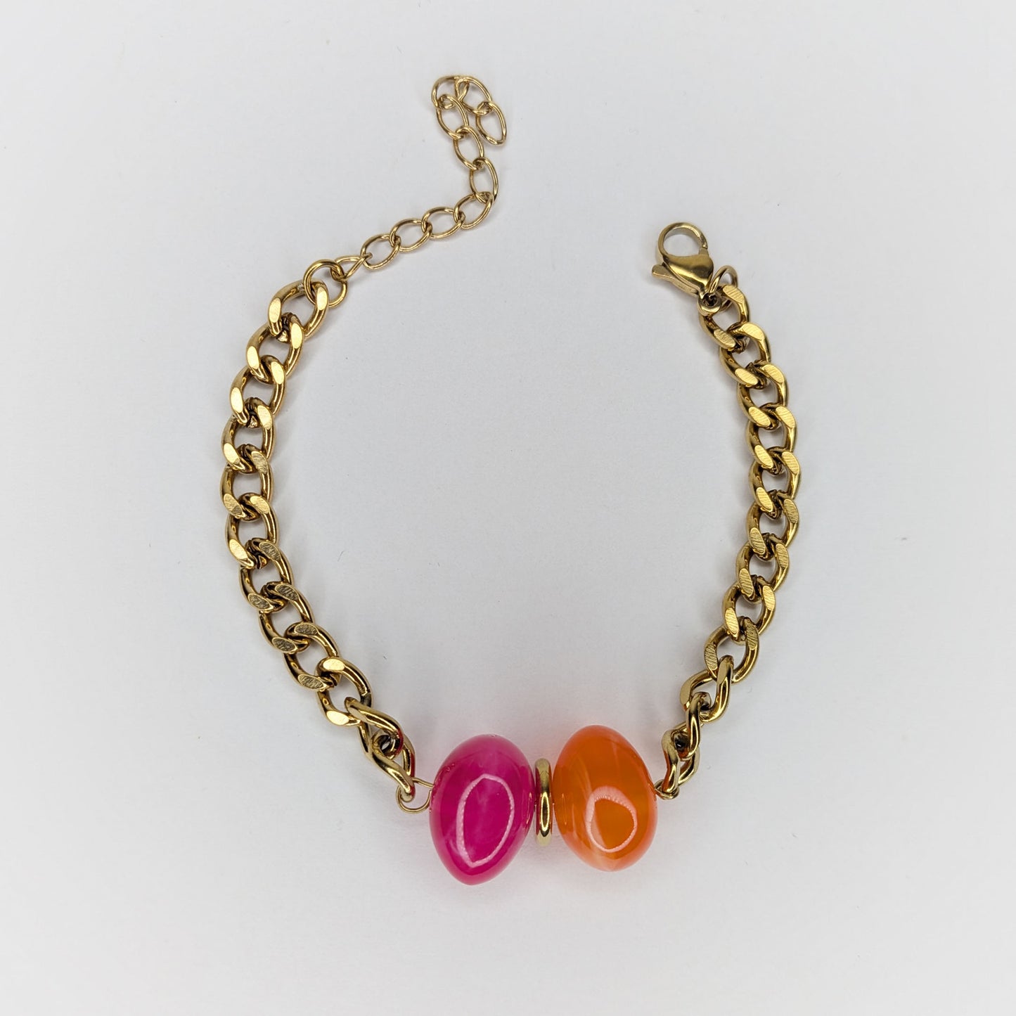 Felipa Orange Pink Stainless Steel & Acrylic Bracelet (Pulsera)