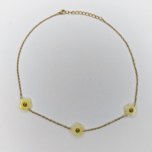 Aluna Yellow Acrylic and Stainless Steel Necklace (Collar)