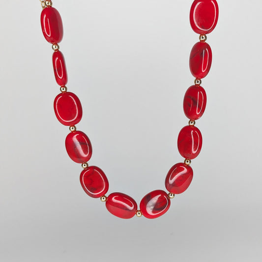 Rocio Red Acrylic and Stainless Steel Necklace (Collar)