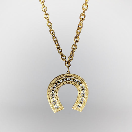 Amara Gold Stainless Steel Horseshoe Necklace (Collar)